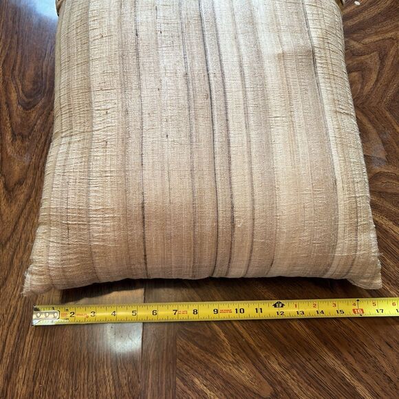 Pier One Throw Pillow Cover, Embroidered Trim Beige Blue Accent Pillow - Picture 5 of 6